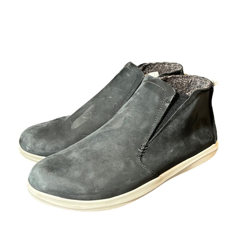 Olukai Hawaiiloa Manu Hope Boots Womens 9.5 Black Leather Ankle Slip On 20397
